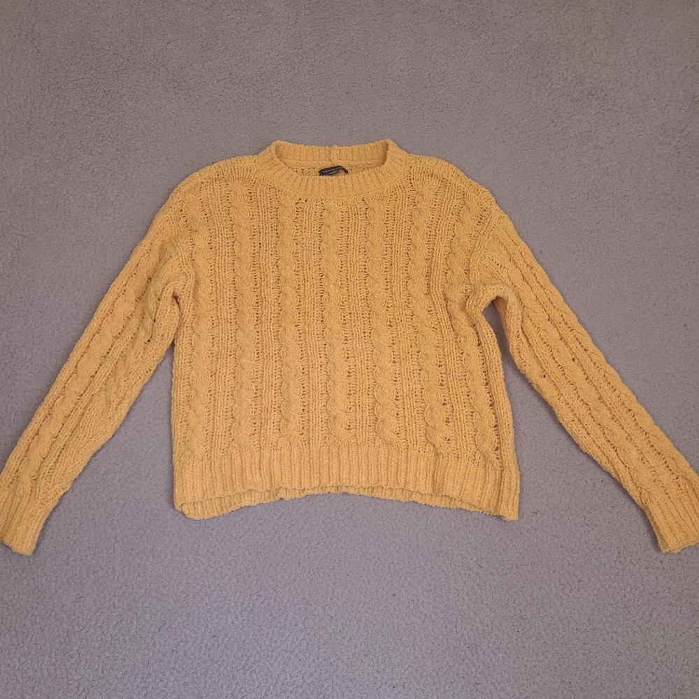 American Eagle Sweater Womens Small Gold Yellow Cable Knit Top Pullover